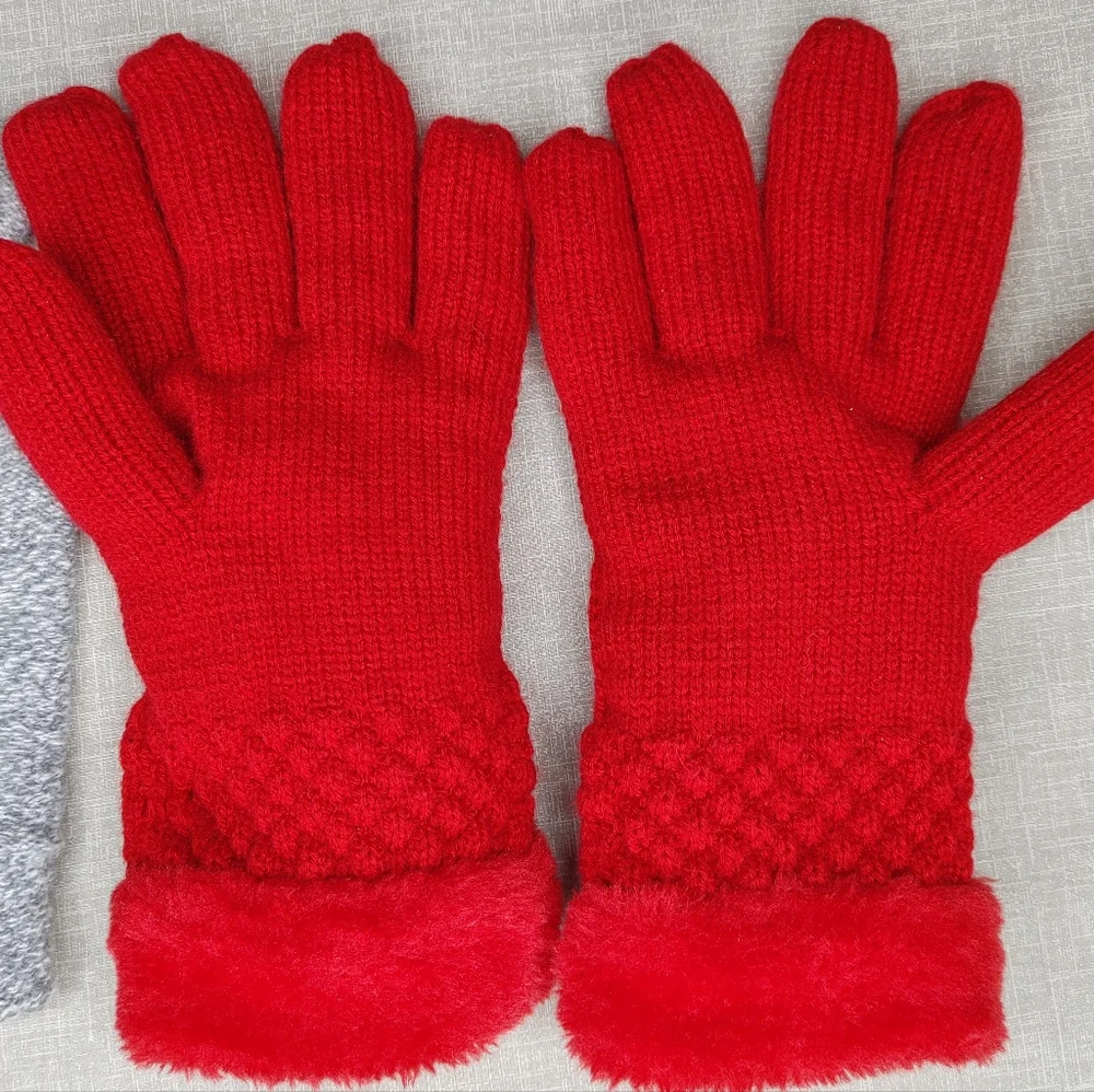 WINTER GLOVES BUNDLE, GRAY, RED 2 PAIRS - Picture 6 of 8
